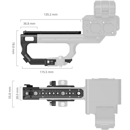 SmallRig 6781 - zestaw montażowy, przedłużenie do uchwytu Sony XLR-H2 - wymiary